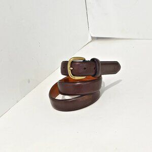 Polo Ralph Lauren Mens Dress Belt Brown Vegetable Tanned Italian Saddle Leather